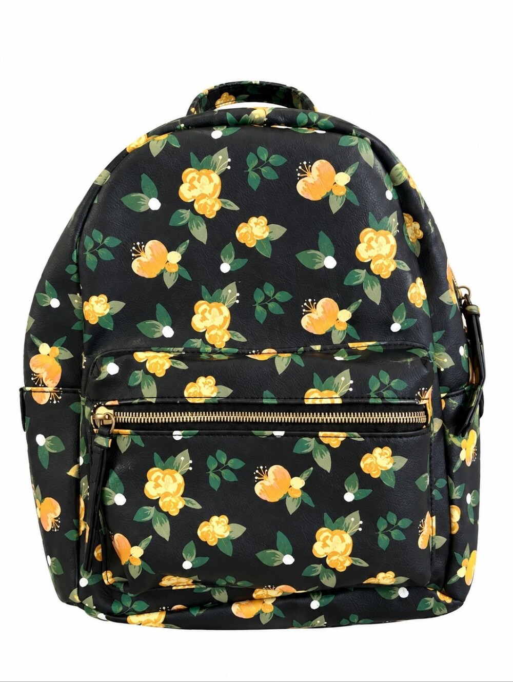 Black & Yellow Floral & Leaf Backpack EUC